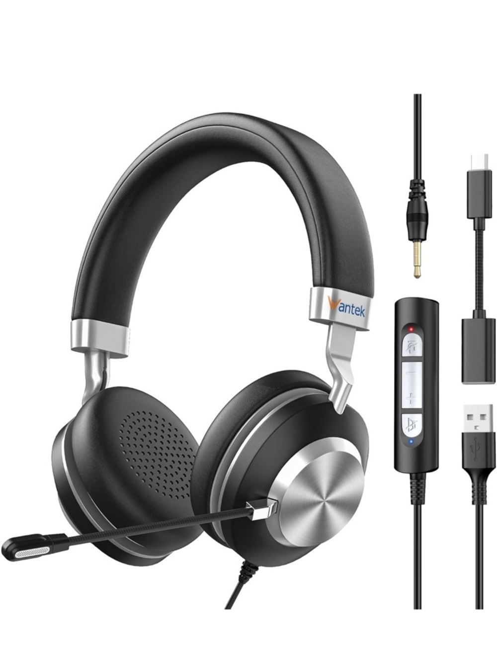 Black On-Ear Headphones with Microphone - Wired Comfort